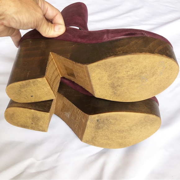 Free People Wine Rear Zip Platform Clog Size 8 - Picture 14 of 15